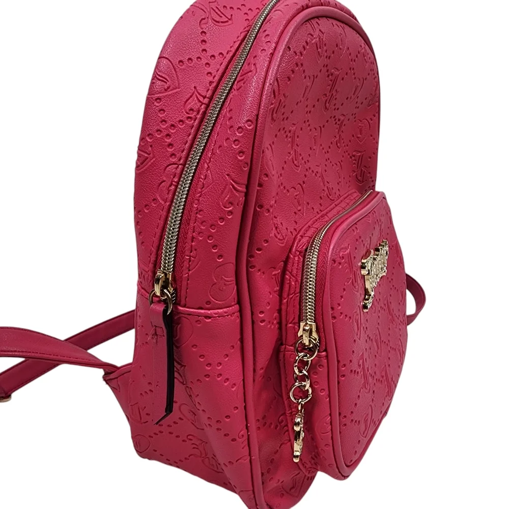 Juicy Couture Pink Embroidered Backpack Rhinestones Adjustable Straps Girly